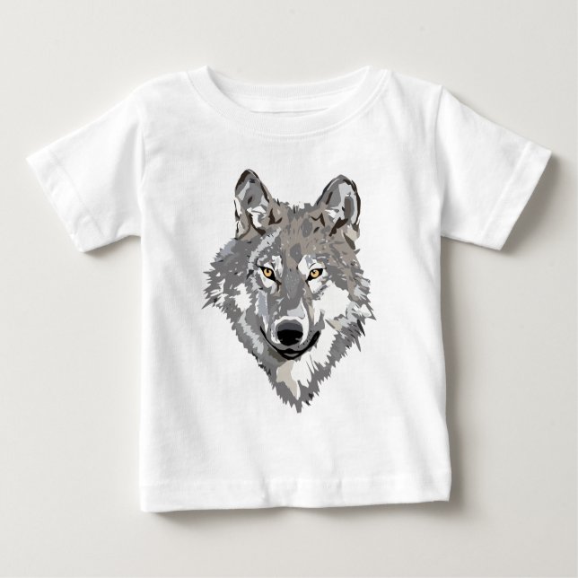 Grey Wolf Design Baby T-Shirt (Front)