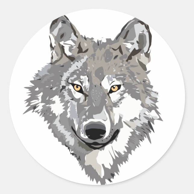 Grey Wolf Design Classic Round Sticker (Front)