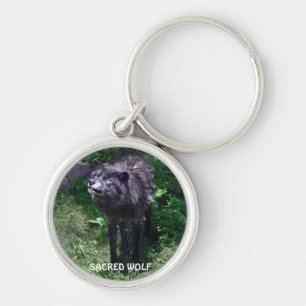 GREY WOLF Design Wildlife Art Key-Ring Key Ring