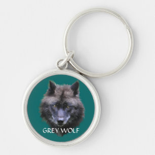 GREY WOLF Design Wildlife Art Key-Ring Key Ring