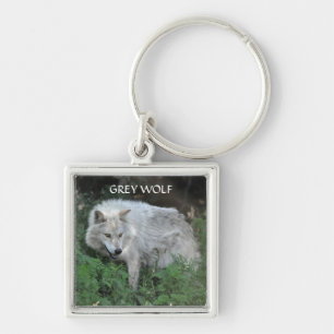 GREY WOLF Design Wildlife Art Key-Ring Key Ring