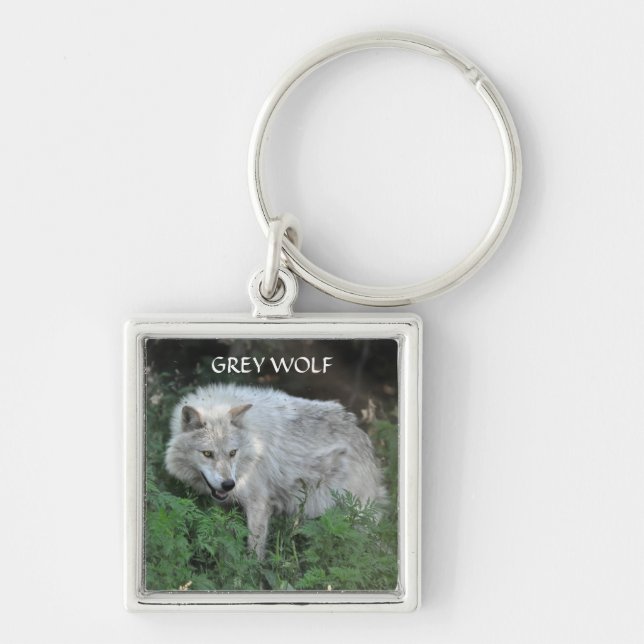 GREY WOLF Design Wildlife Art Key-Ring Key Ring (Front)