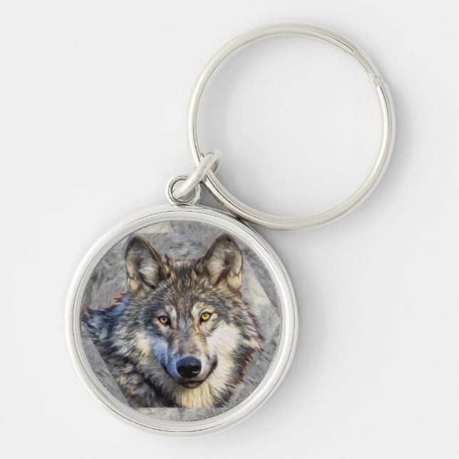 Grey Wolf Dignity Key Ring (Front)