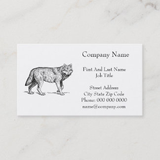 Grey Wolf Elegant Ink Drawing Business Card