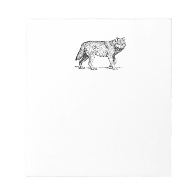 Grey Wolf Elegant Ink Drawing Notepad (Front)