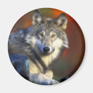 Grey Wolf, Endangered Species Digital Photography Magnet