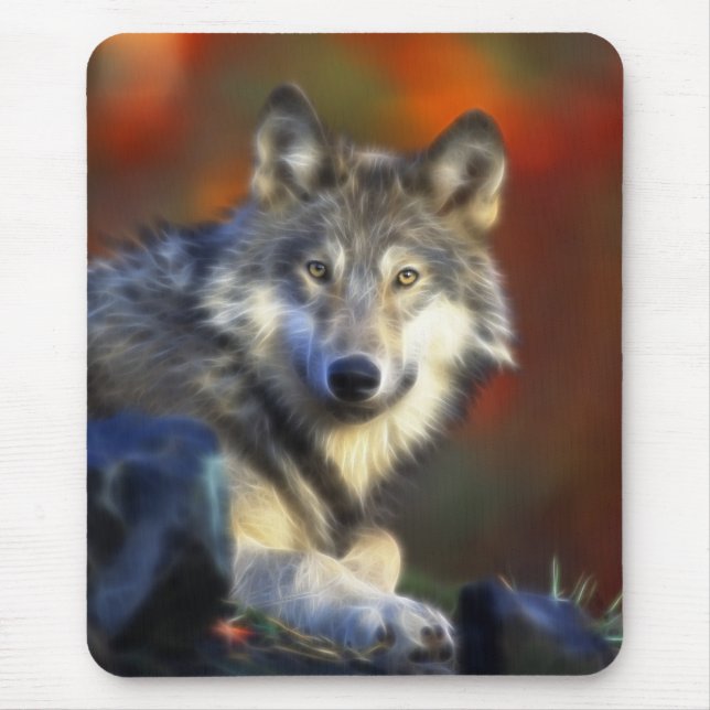 Grey Wolf, Endangered Species Digital Photography Mouse Pad (Front)
