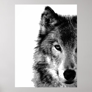 Grey Wolf Eye Artwork Poster Print