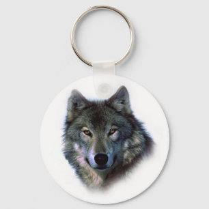 Grey Wolf Eyes Key Ring