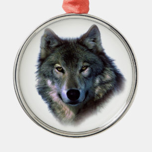 Grey Wolf Eyes Metal Tree Decoration