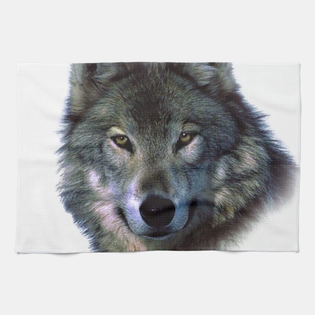 Grey Wolf Eyes Tea Towel (Horizontal)
