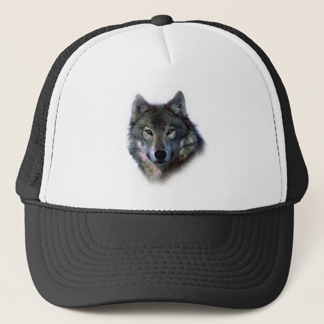Grey Wolf Eyes Trucker Hat (Front)