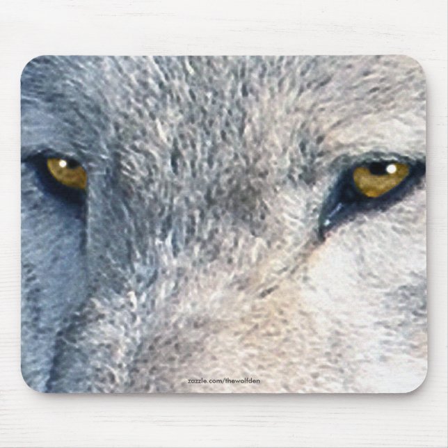 Grey Wolf Eyes Wildlife Art Mousemat (Front)