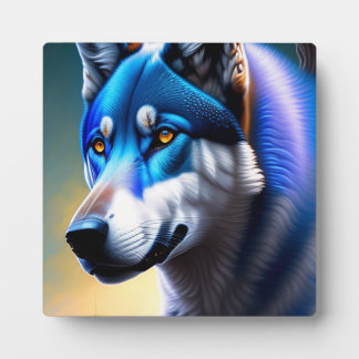 Grey Wolf Face Portrait Art Plaque