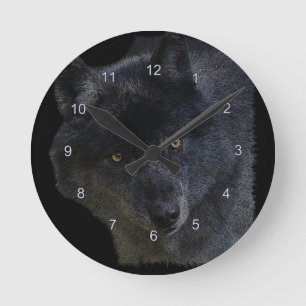 Grey Wolf Face Wildlife-Supporter Art Clock