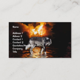 Grey Wolf & Forest Fire Business Card