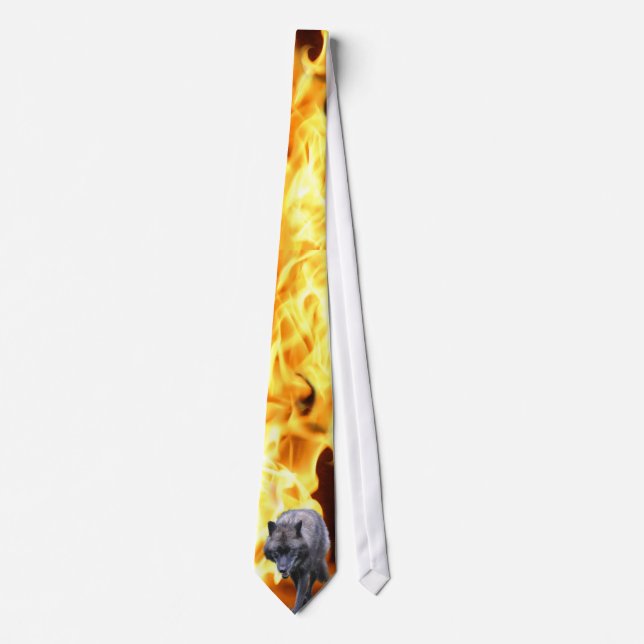 Grey Wolf & Forest Fire Wildlife Tie (Front)