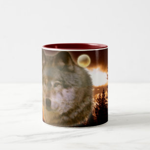 Grey Wolf & Forest Moon Mug
