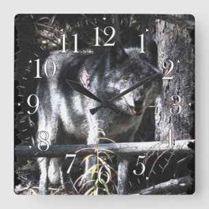 Grey Wolf & Forest Photo Clock