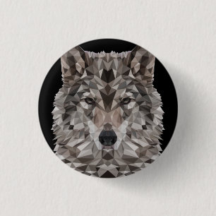 Grey Wolf Geometric Portrait 3 Cm Round Badge