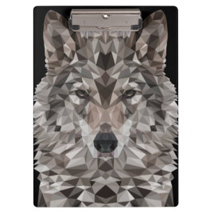 Grey Wolf Geometric Portrait Clipboard