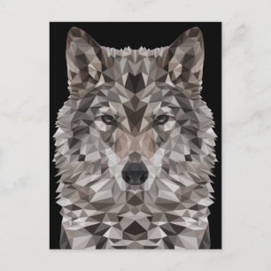 Grey Wolf Geometric Portrait Postcard