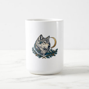 Grey Wolf Gold Crescent Pine Mountain Coffee Mug