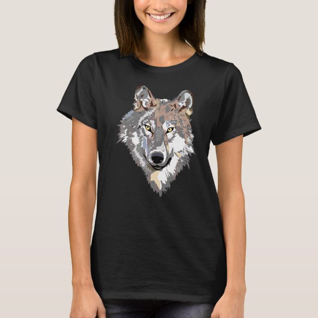 Grey Wolf Head Art Howling Moon Animal Forest Lone T-Shirt (Front)