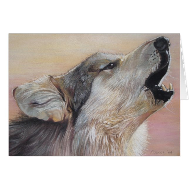 grey wolf howling wildlife painting realist art (Front Horizontal)