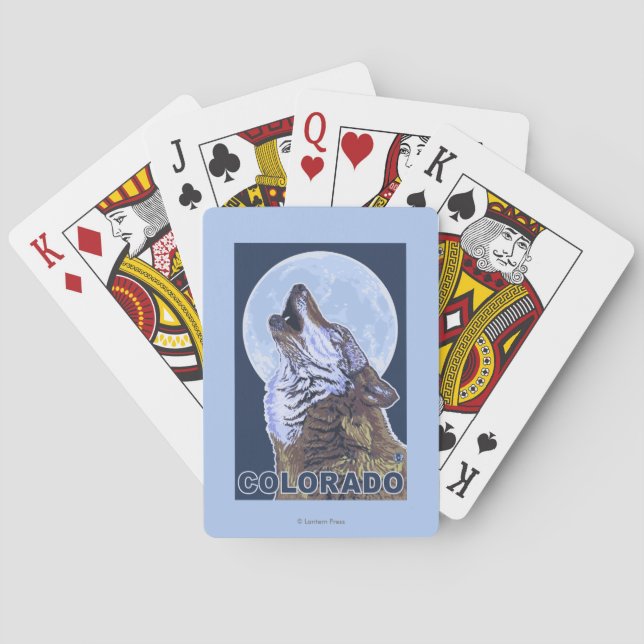 Grey Wolf HowlingColorado Playing Cards (Back)