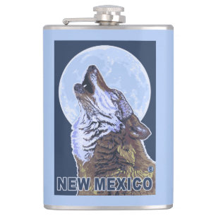Grey Wolf HowlingNew Mexico Hip Flask