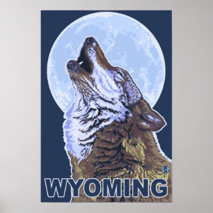 Grey Wolf HowlingWyoming Poster