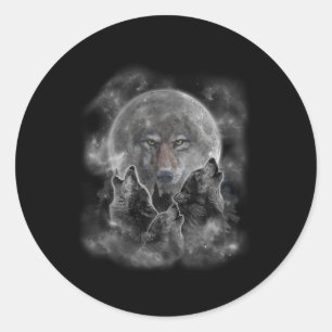Grey Wolf Hunting Ground Classic Round Sticker