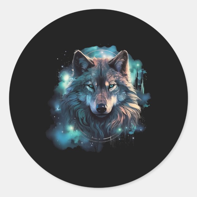 Grey Wolf Hunting Grounds  Classic Round Sticker (Front)
