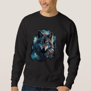 Grey Wolf Hunting Grounds, Icy Moon, Forest, Galax Sweatshirt
