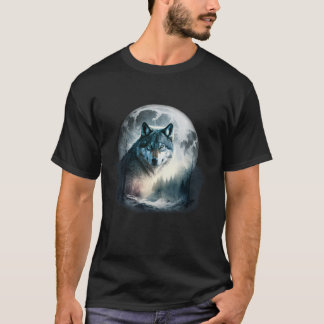 Grey Wolf Hunting Grounds Icy Moon Forest Galaxy L T-Shirt