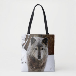 Grey Wolf in Snow Tote Bag