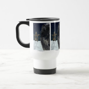 Grey Wolf & Inukshuk Drinking Mug