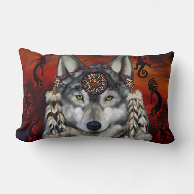 Grey Wolf Lumbar Cushion (Front)