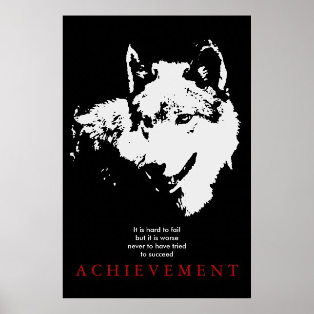Grey Wolf Motivational Unique Pop Art Poster (Front)
