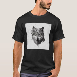 Grey Wolf Paint Splatter Warrior Wild Animal Uniqu T-Shirt