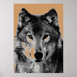 Grey Wolf Portrait Motivational Freedom Poster