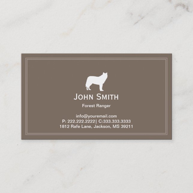 Grey Wolf Professional Forest Ranger  Business Card (Front)