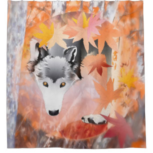 GREY WOLF PROWLER SHOWER CURTAIN
