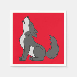 Grey Wolf Pup Howling Napkin