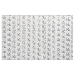 Grey Wolf Rampant on a White Shield Herald Fabric