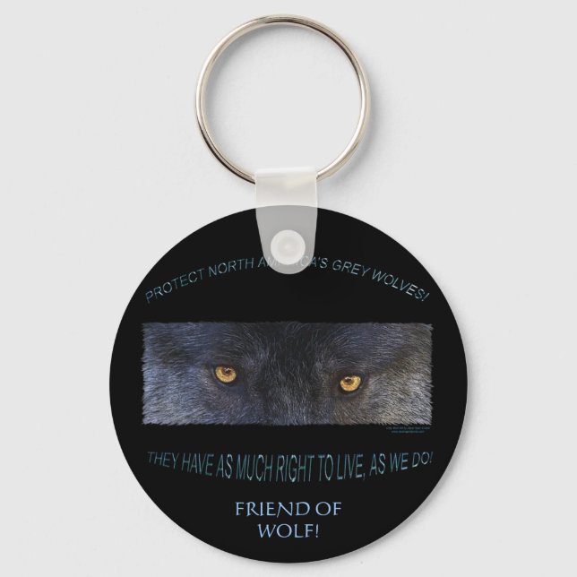 GREY WOLF Right to Live Key-Chain Key Ring (Front)