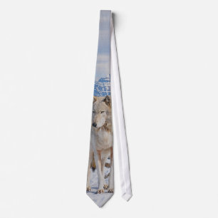 Grey Wolf & Rocky Mountains Wildlife Tie