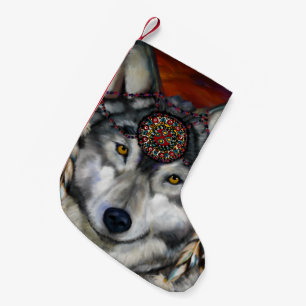 GREY WOLF SMALL CHRISTMAS STOCKING