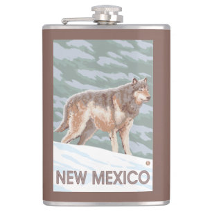 Grey Wolf StandingNew Mexico Hip Flask